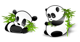 中国的熊猫和竹子PNG图标